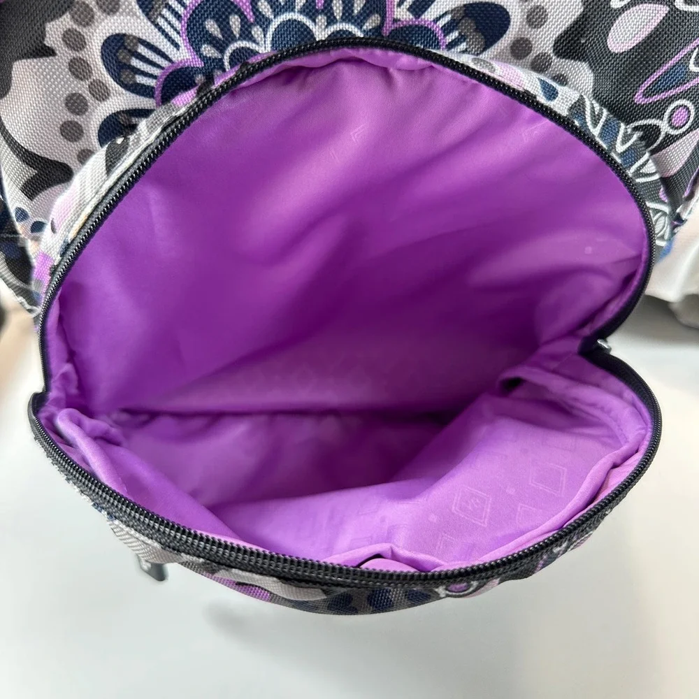 Vera Bradley Heather Small Backpack Purple Grey Floral Paisley Zippered Bag